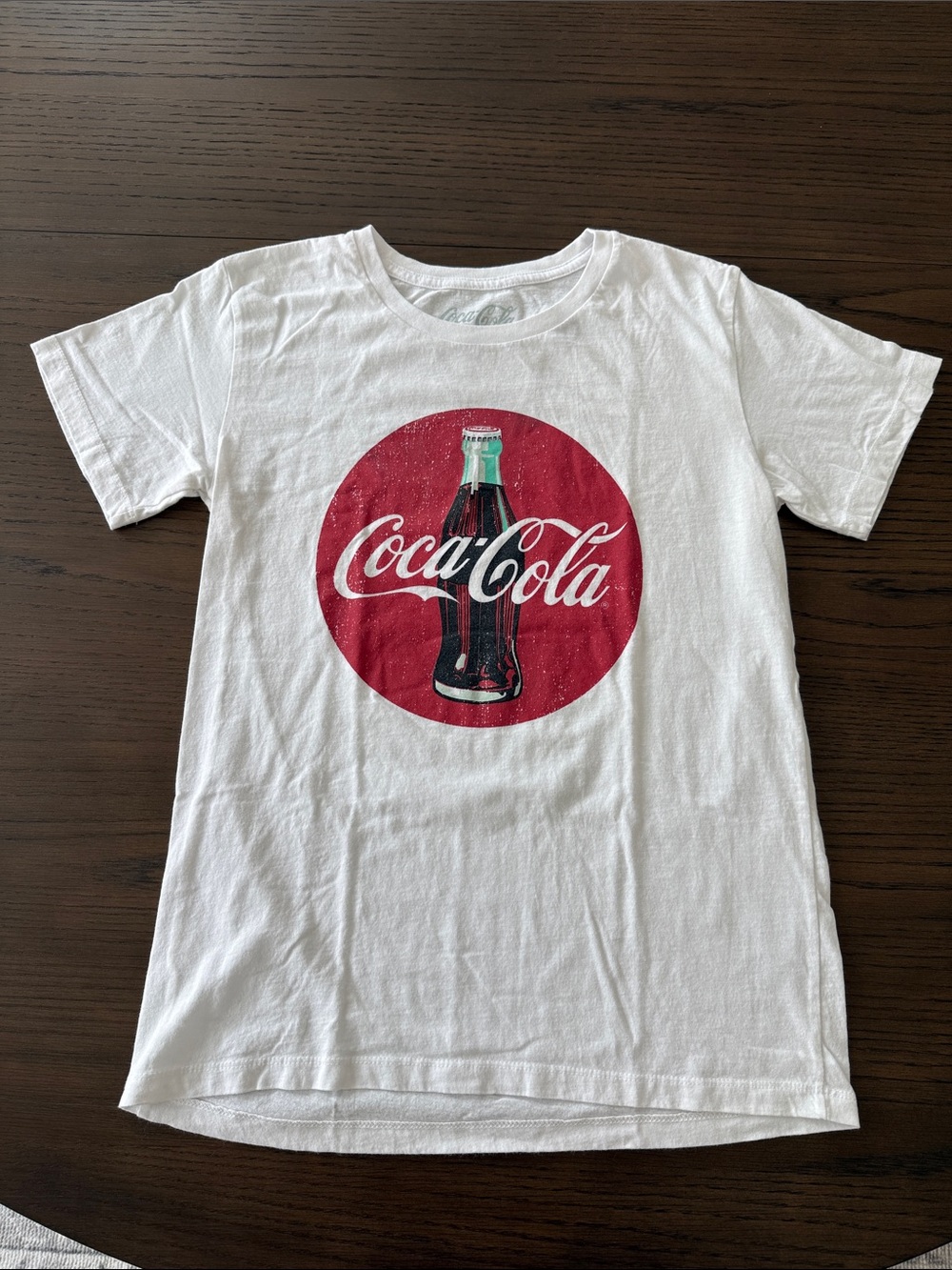 Coca Cola White Tee with Red Logo and Bottle Graphic